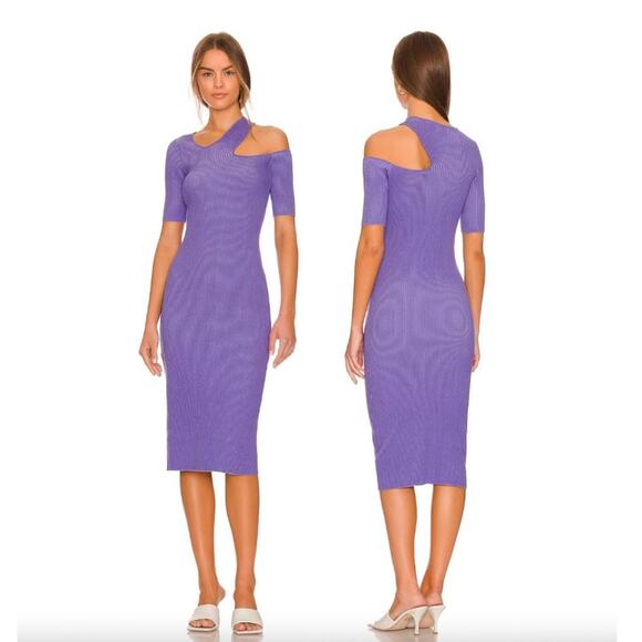 Monrow Twotone Sweater Rib Midi Dress - Picture 1 of 6